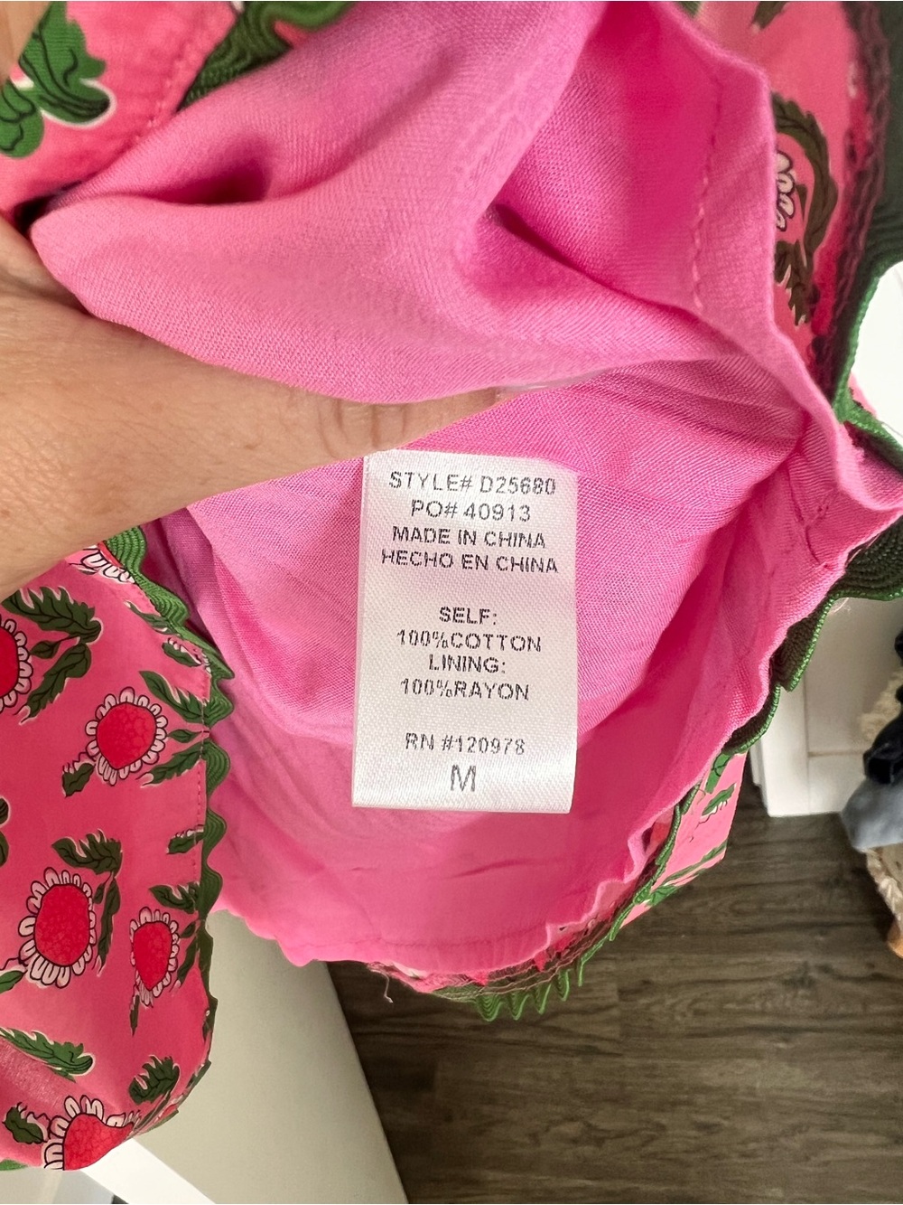 Entro Pink & Green Floral Cotton Mini Dress Sz M - Picture 8 of 14